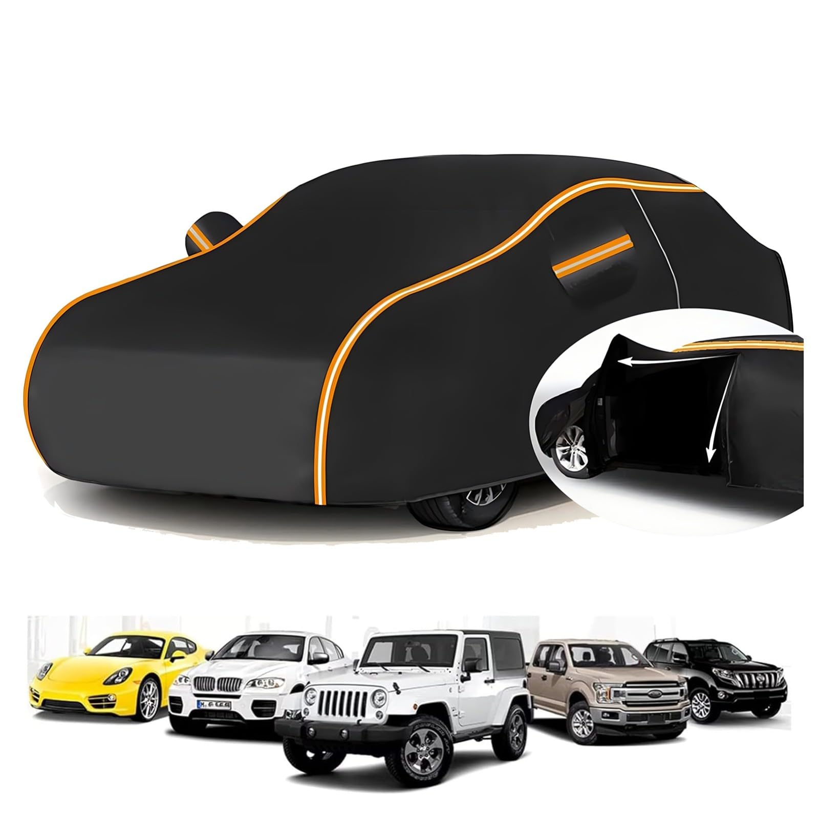 Car Cover Outdoor for Hyund𝐚i Pony Ⅲ / Excel Ⅰ 1985-1989 (398 x 160 x 138cm),Oxford cloth material,rain and snow proof,UV resistant,leaf-proof,stain-proof,heat-insulating