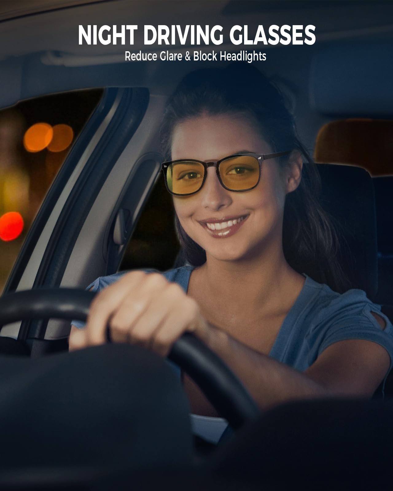 FIMOSON Night Driving Glasses for Men Women, Anti Glare Polarized Yellow Lens Night Vision Glasses for Nighttime/Rainy/Foggy 2 Packs