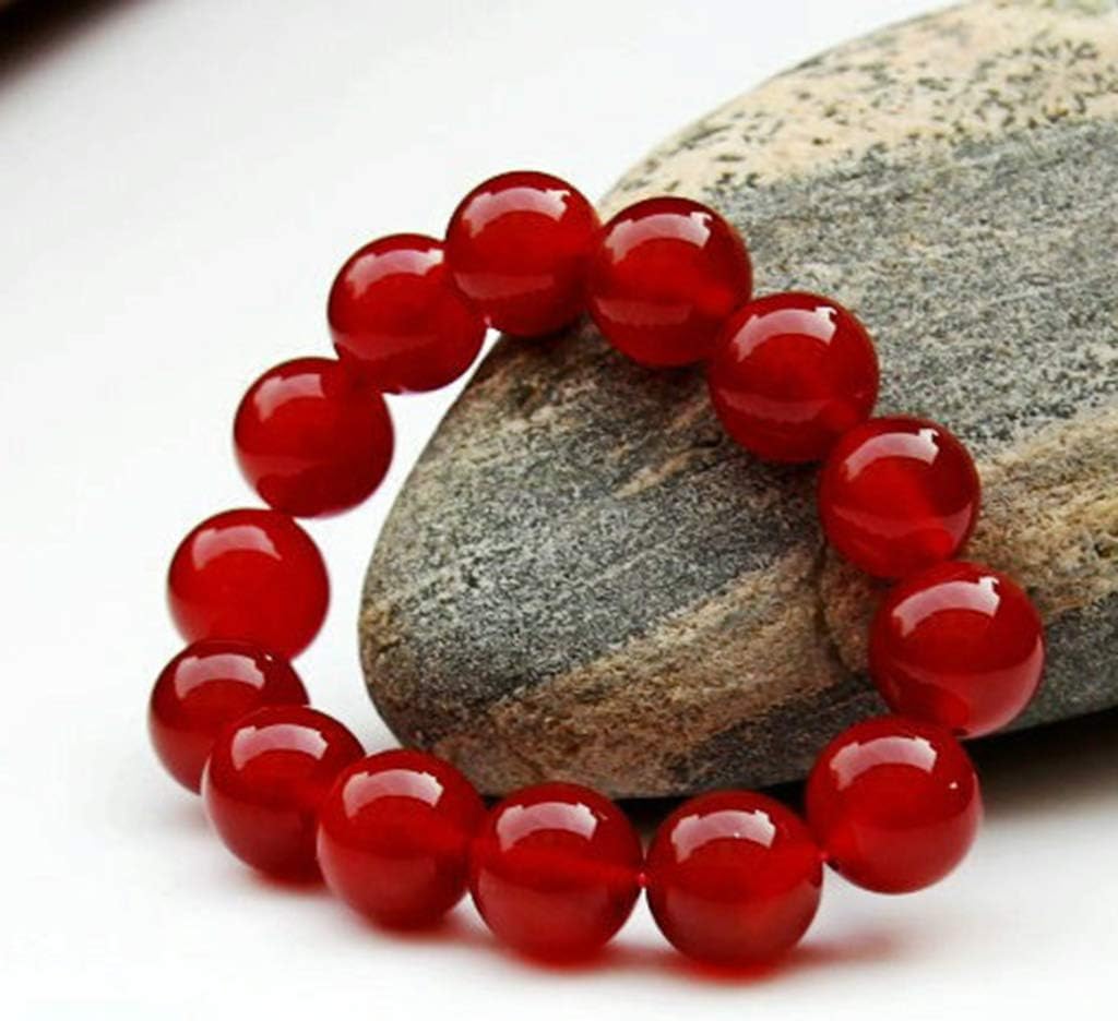 Red Agate Bracelet, Natural Red Jade Stone/Chalcedony Crystal Bracelet, Beads Beads Jade Bracelets, Men and Women Couple Jewelry