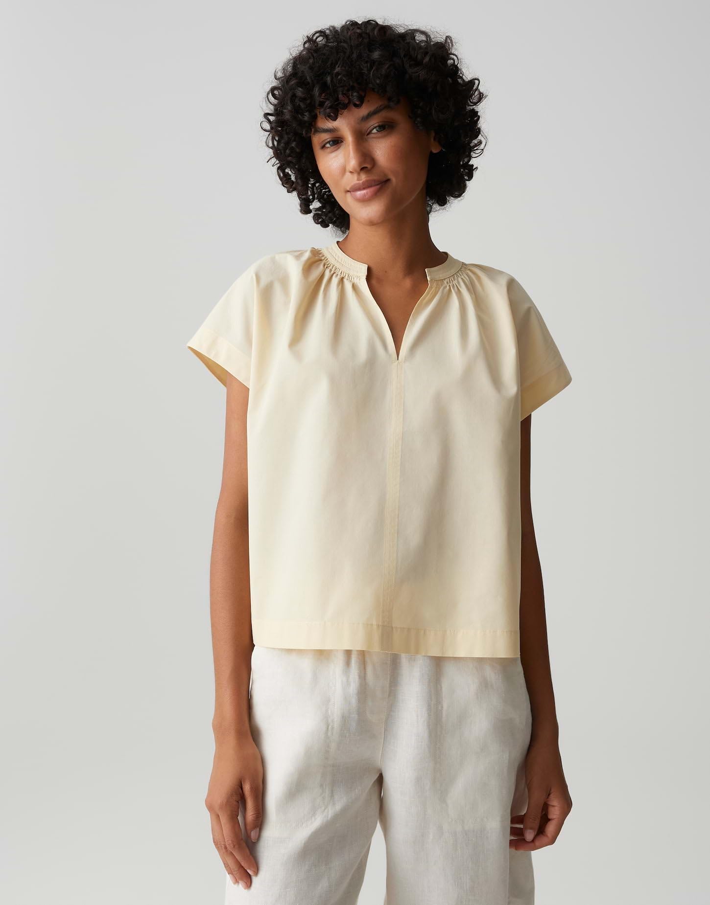 OPUS Damen Kurzarmbluse | Shirtbluse aus leichtem Cotton Voile Regular Fit