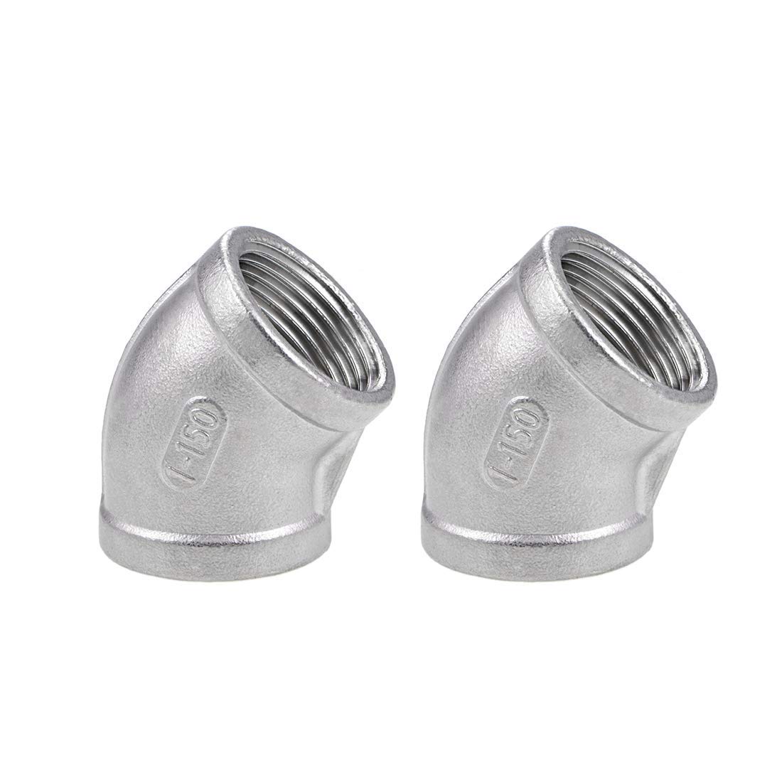 45° Edelstahl Rohrverschraubung 1" IG/AG - 304 Edelstahl, 2er Set - Für Bewässerung