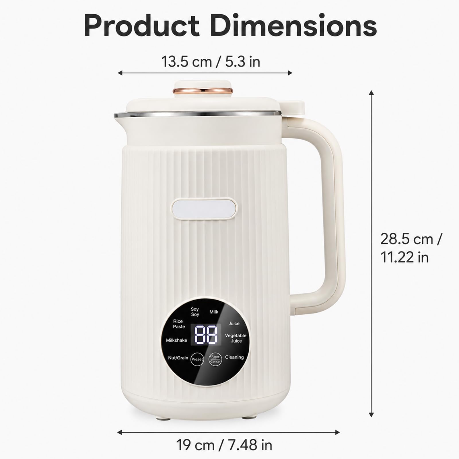 Macchina Automatica per Latte Vegetale 1,2 L, 9-in-1 con 10 Lame | Display Touch LED, Timer 12 Ore, Calore per 6 Ore e Autopulizia per Latte di Mandorla, Avena, Soia e Frutta Secca(white)