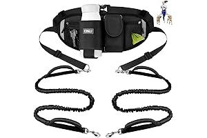 ETACCU Hands Free Dog Walker Belt Waist Belt for 2 Dogs with Dual Traffic Handle