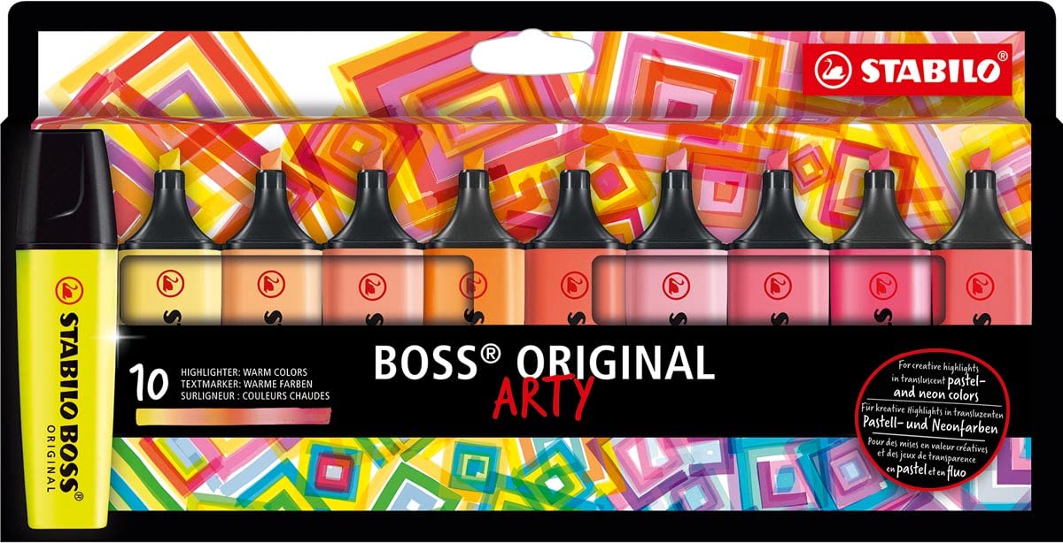 Stabilo Boss Original Arty Card 10 Textmarker, warme Farbe, 5 Stück