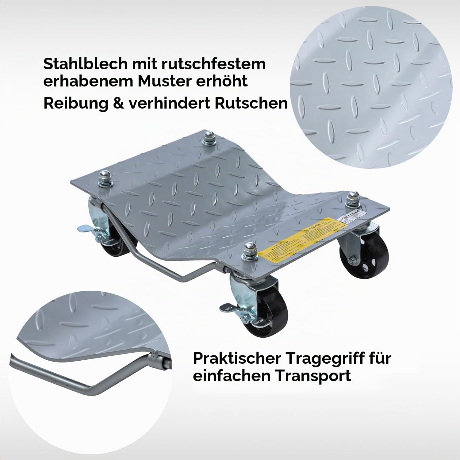 KATSU Tools 2 Stück Rad Rangierheber 1,5 Ton Tragkraft, Mobile Reifenplattform 40x30cm und feststellbare Wagenheber Rangierbrett Autowerk Rangierhilfe Auto PKW Rangierroller