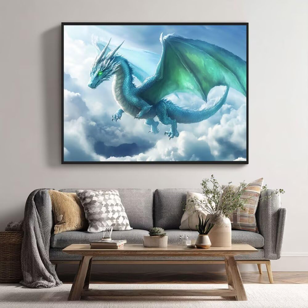 Malowanie według numerów dla dorosłych, niebo DragonN 70x90cm Akrylowe malowanie po numerach dla dzieci Dorośli Początkujący Malowanie 3 pędzlami Akwarela Malowanie według numeru Dzieci Zestaw do
