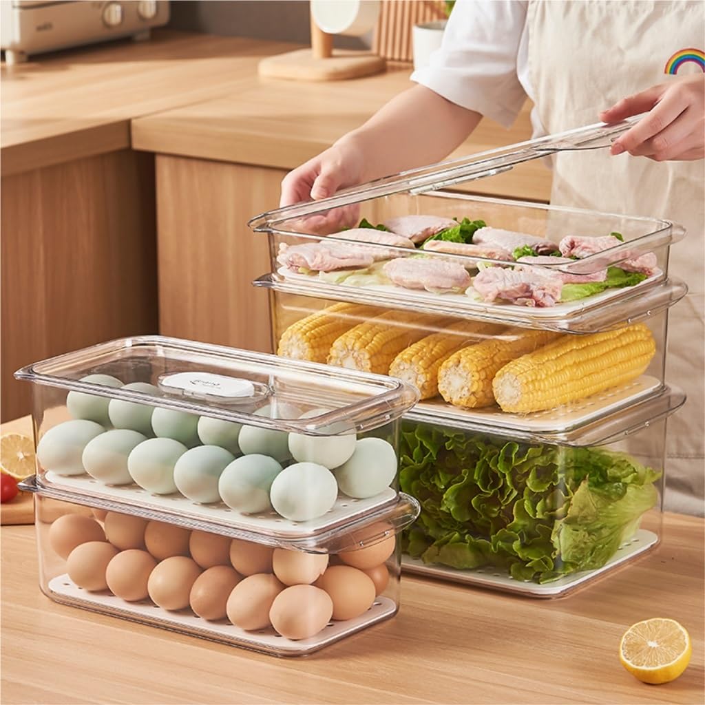 contenedor de Comida Drenaje del refrigerador Caja de Mantenimiento de la Cocina casera Caja de Almacenamiento de Acabado Caja de Almacenamiento de congelación rápida for el Mantenimiento 4L