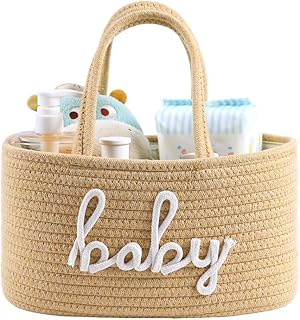 Baby Diaper Caddy Organizer, Nursery Storage Bin Basket for Baby Shower and Baby Wipes-