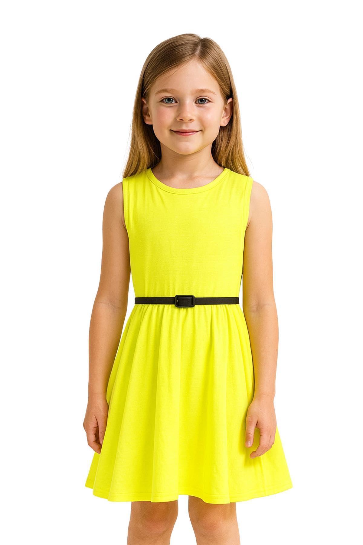 A2z 4 Kids Girls Lemon Plain Skater Dress Party Fashion Summer Dresses - New Skater Dress 11-12