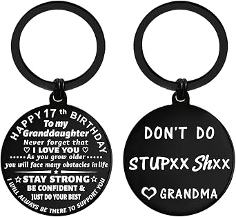 ENGZHI 17th Birthday Decorations for Her, 17 Year Old Girl Birthday Gift Ideas for Daughter Granddaughter, Metal Keychain