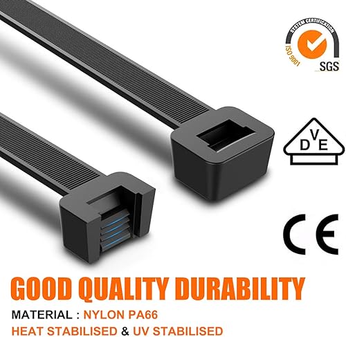 Miniatura 4 de NewMainOne Bridas de cremallera 500 paquetes de bridas de nailon de 016 pulgadas perfectas para el hogar la oficina el garaje y el taller negro