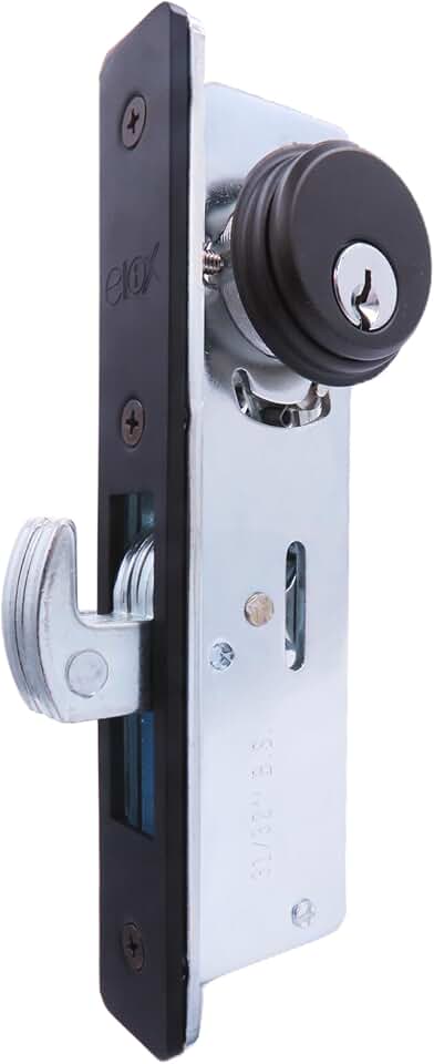 elox Storefront Narrow Stile Mortise Door Lock Hookbolt, Sliding Bolt &amp; Zinc Alloy Cylinder Combo with Key &amp; Adams rite cam, (31/32" Backset, Bronze Duronodic Color)