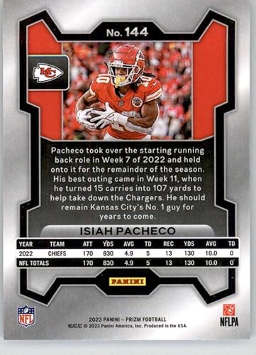 Miniatura 2 de 2023 PANINI PRIZM #144 ISIAH PACHECO KANSAS CITY CHIEFS FOOTBALL OFFICIAL TRADING CARD OF NFL