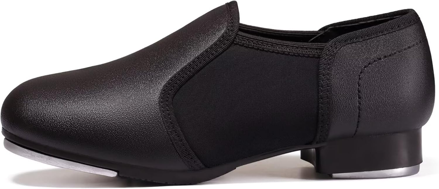 Tap Shoes for Girls and Boys - Slip-On Elastic Design | Non-Skid Sole & Premium PU Leather | Fashion Dance Shoes for Class & Stage Performances - Image 2