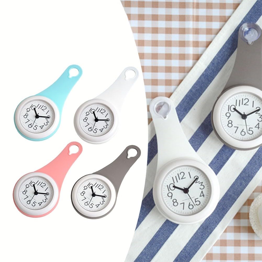 Orologio da Parete Silenzioso - Digitale, Impermeabile, Piccolo Con Ventosa per Cucina, Bagno - Decorazione per la Casa (Bianco)