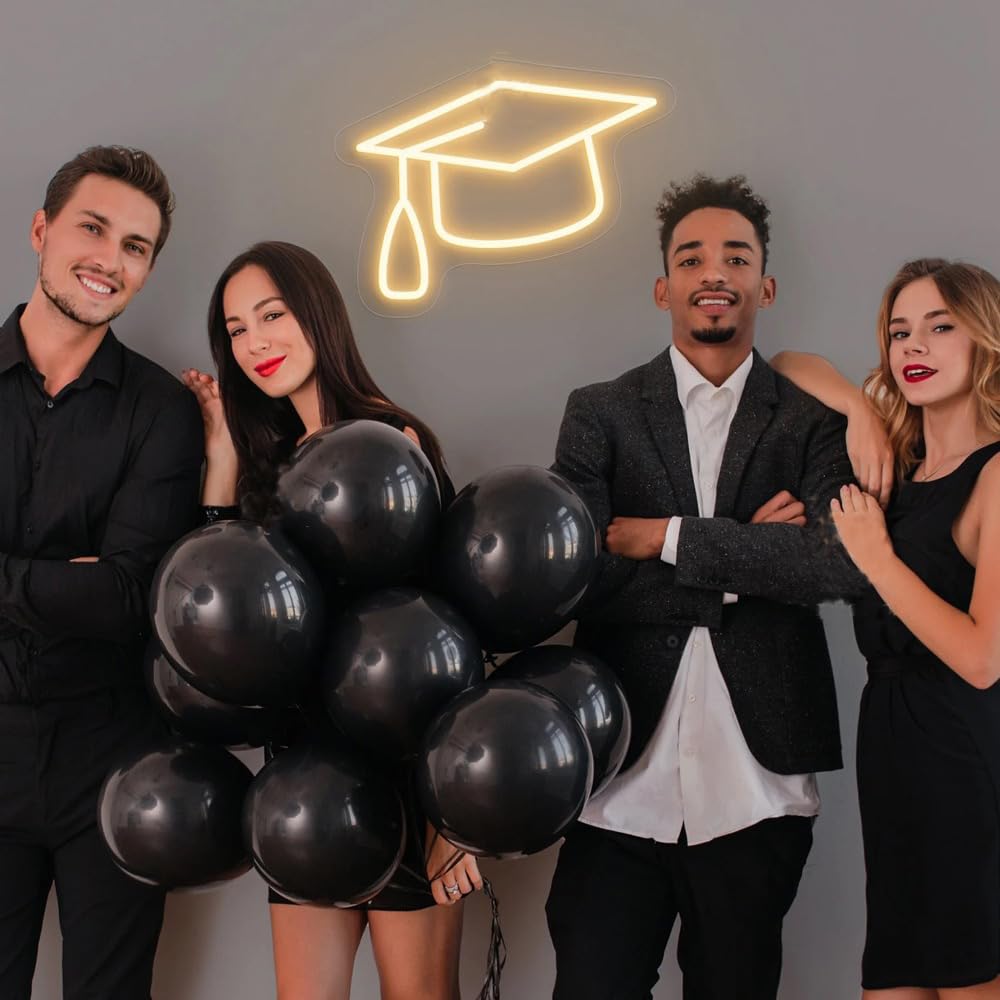 Graduation Cap Neon Sign Graduation Neon Light For Wall Decor Dimmable LED Light Up Sign for Class of 2025 Party Dorm Backdrop Decoration Celebration Gifts(Warm White) — image 1