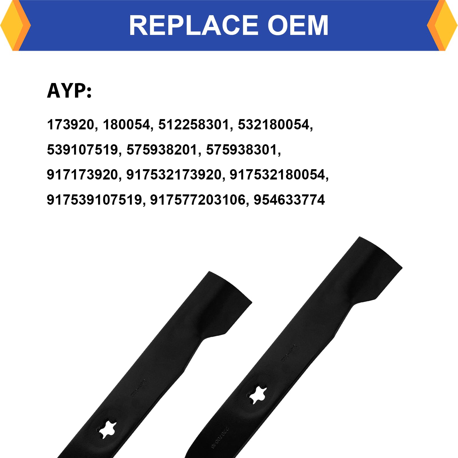 Paquete de 3 cuchillas de repuesto para cortacésped AYP Poulan Craftsman Husqvarna 180054 173920 PP24005 532180054 532173920 539107519, compatible con YTH2348 YTH24V48 YTH2222 48B YTH.