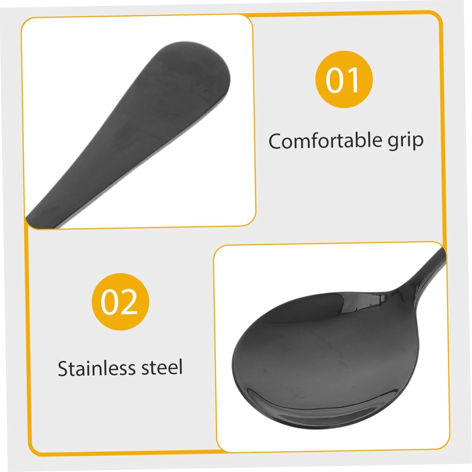 Xmas Salad Servers Set Stainless Steel, Black Serving Utensils
