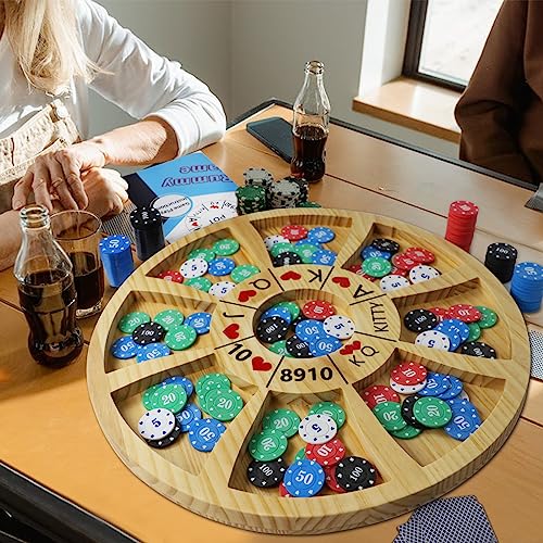 Jyquorp 20 inches Michigan Rummy Game Deluxe Set Perfect Blend of A Royal Game of Hearts,Rummy Poker Wooden Tripoley Board Game Betting Bluffing Game Classical Family Card Game for Adults 200 Chips… by Jyquorp - Used condition - Image 6