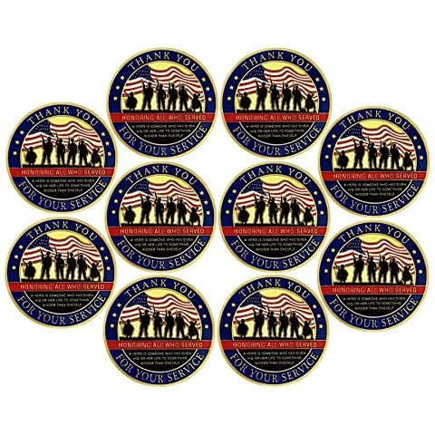 AtSKnSK Thank You for Your Service Military Appreciation Challenge Coin Pack of 10 Cover