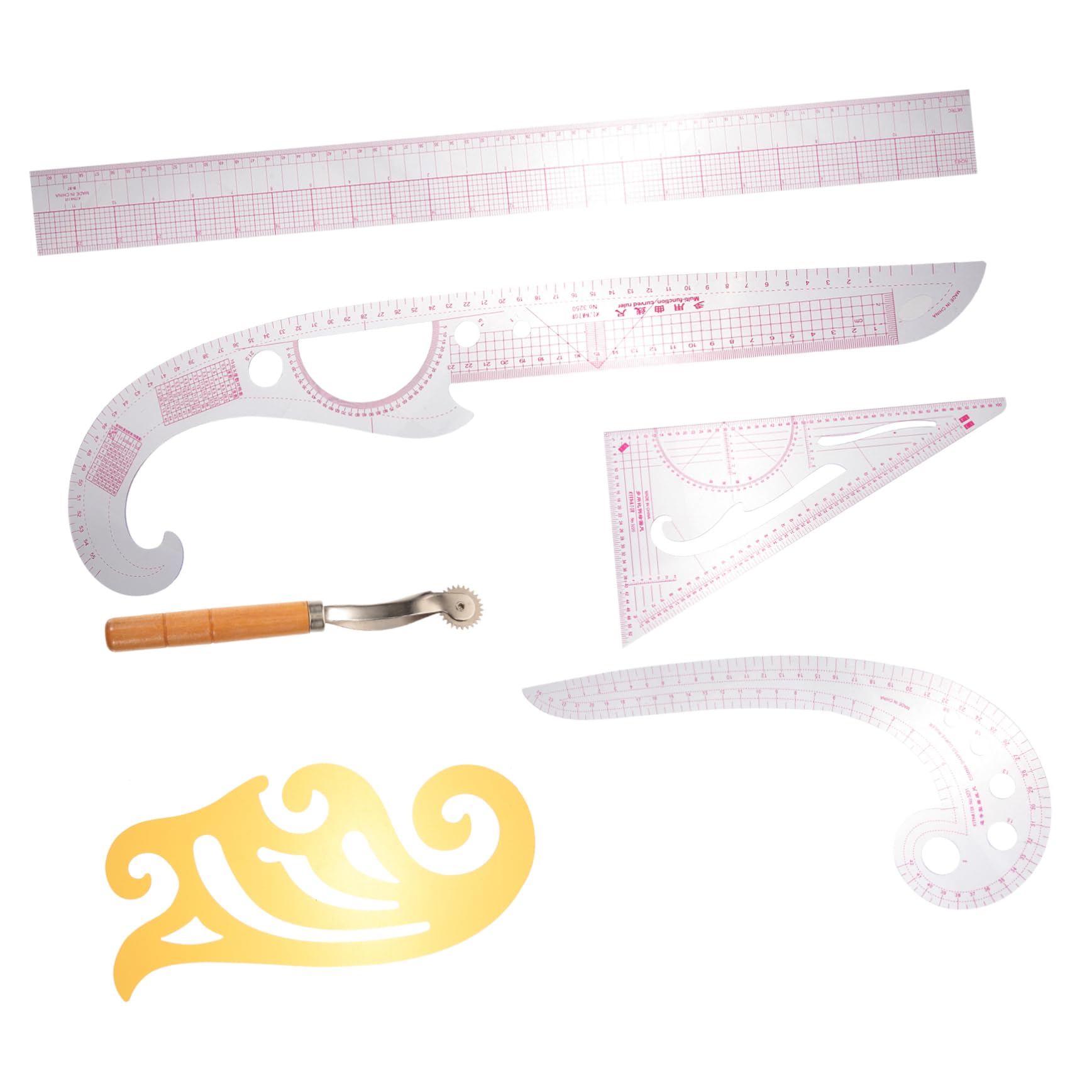 OSALADI 1Set DIY Multi Functional Sewing Ruler French Curve Hot Ruler for Pattern Making for Tailoring Quilting Durable Materials for Beginners