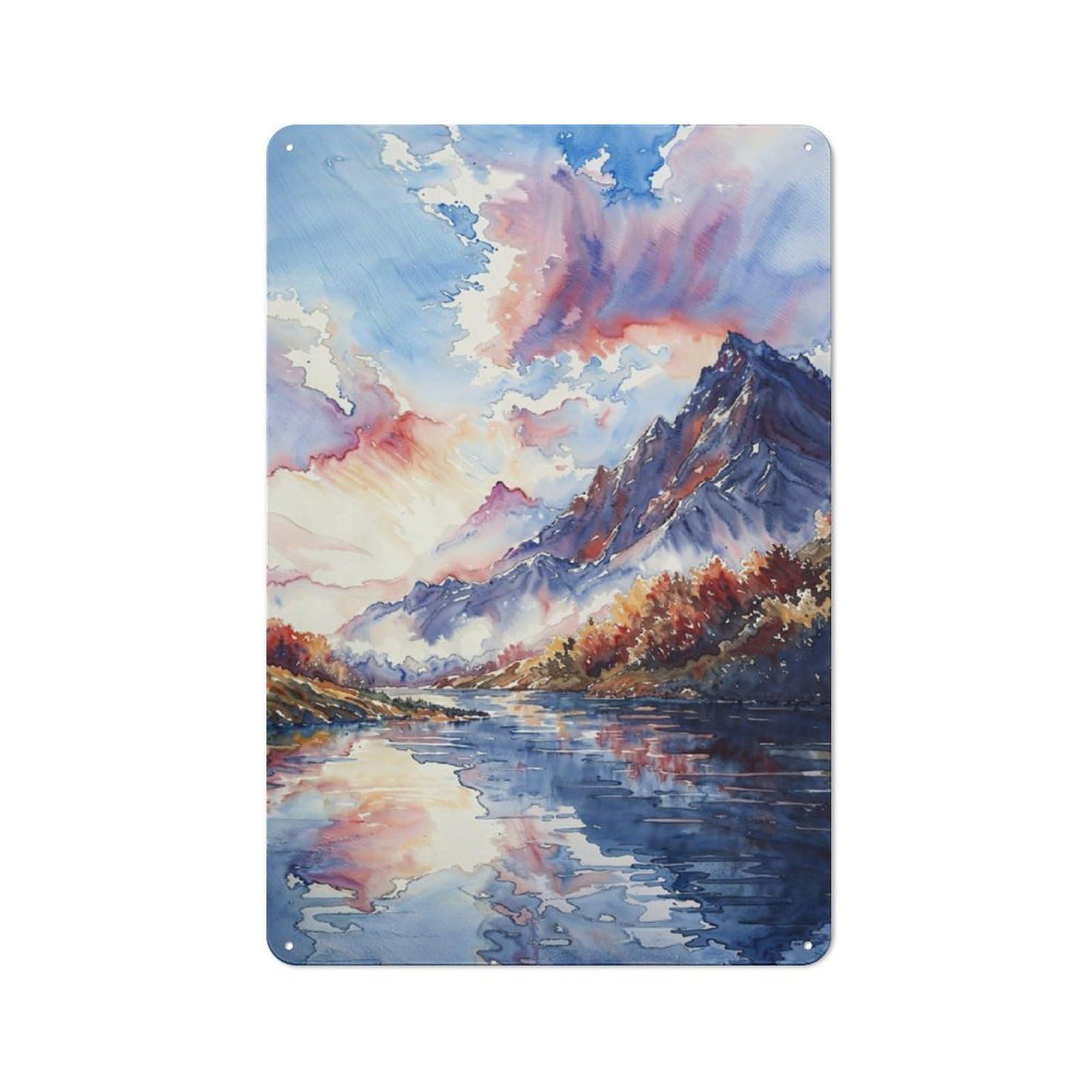 Junmoney Mountain Sunset Rustic Metal Plaque 30X20cm For Guest Room Or Hallway, For Home Interiors, Feature Walls And Decorative Displays