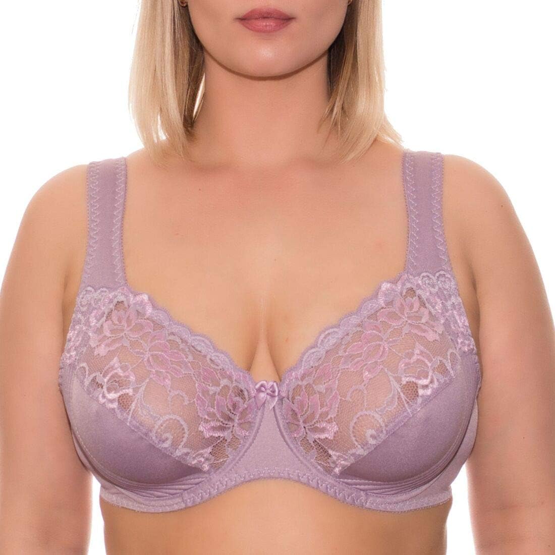 UniBraWide Strap Bra Plus Size Full Coverage Underwire Support Panels 34 36 38 40 42 44 46 / C D E F G H I J