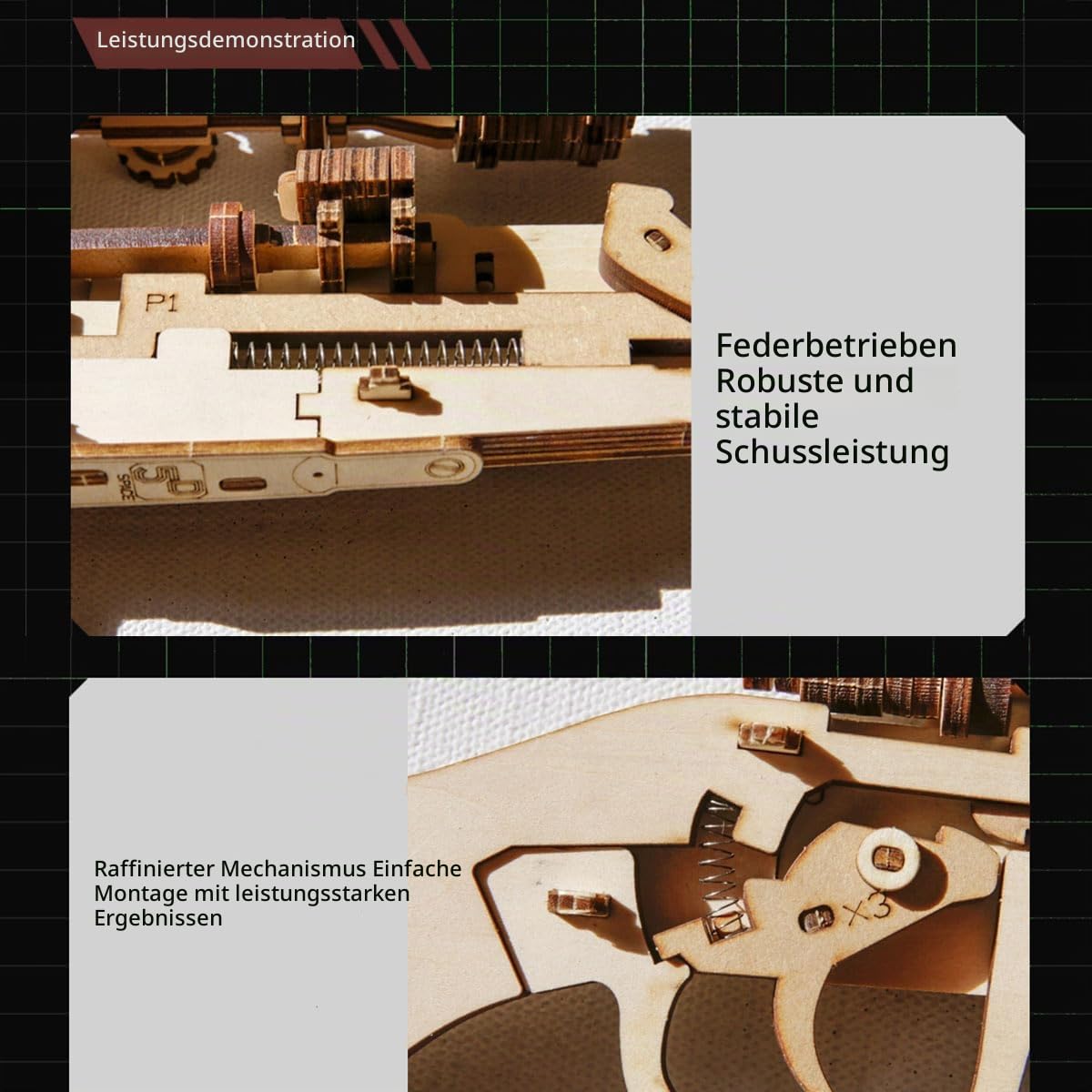 3D Holz Kar98k Gewehr Modellbausatz Steampunk Cowboy, DIY Holzpuzzle, Präzisionsmodell, Interaktive Gummiband-Funktion, Perfekt für Erwachsene, Dekoration & Hobby (Naturholz/200+ Teile)