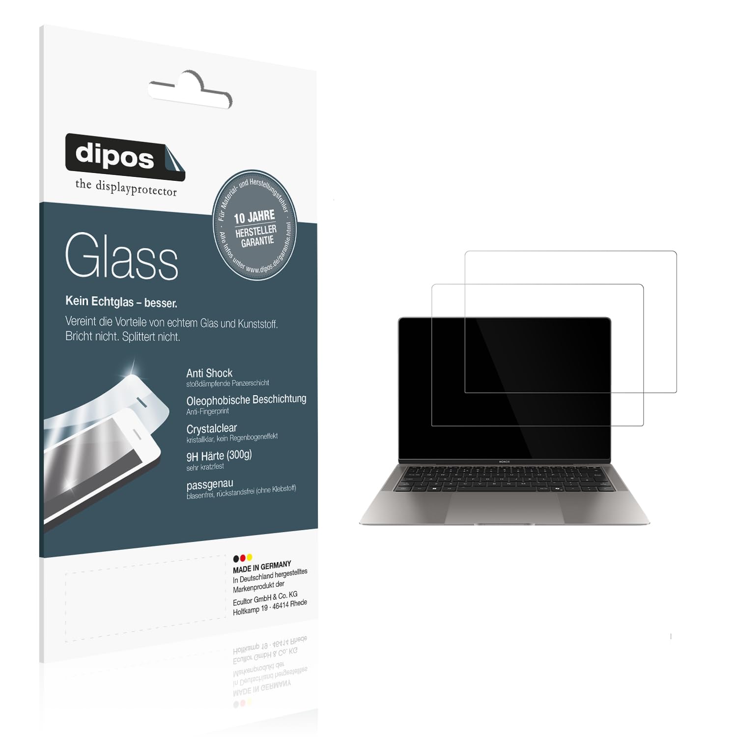dipos 2x Pellicola Protettiva 9H trasparente per Honor MagicBook Art 14 | Non si rompe e non si scheggia, non è vero vetro, Anti-Shock, si adatta perfettamente, antigraffio, senza bolle, autoadesiva