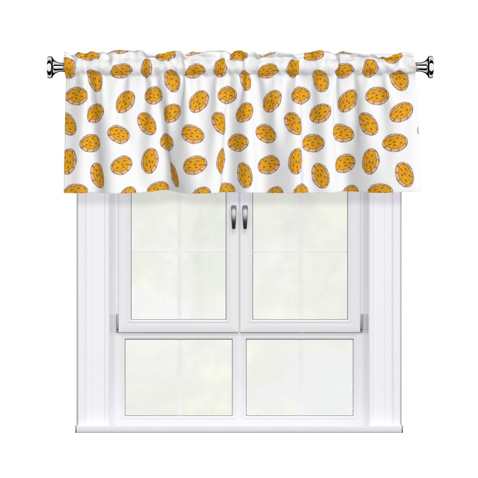 Noble Ren A Whole Pizza Short Curtain Valance 54x18in For Kitchen Bathroom Cafe Living Room Decoration