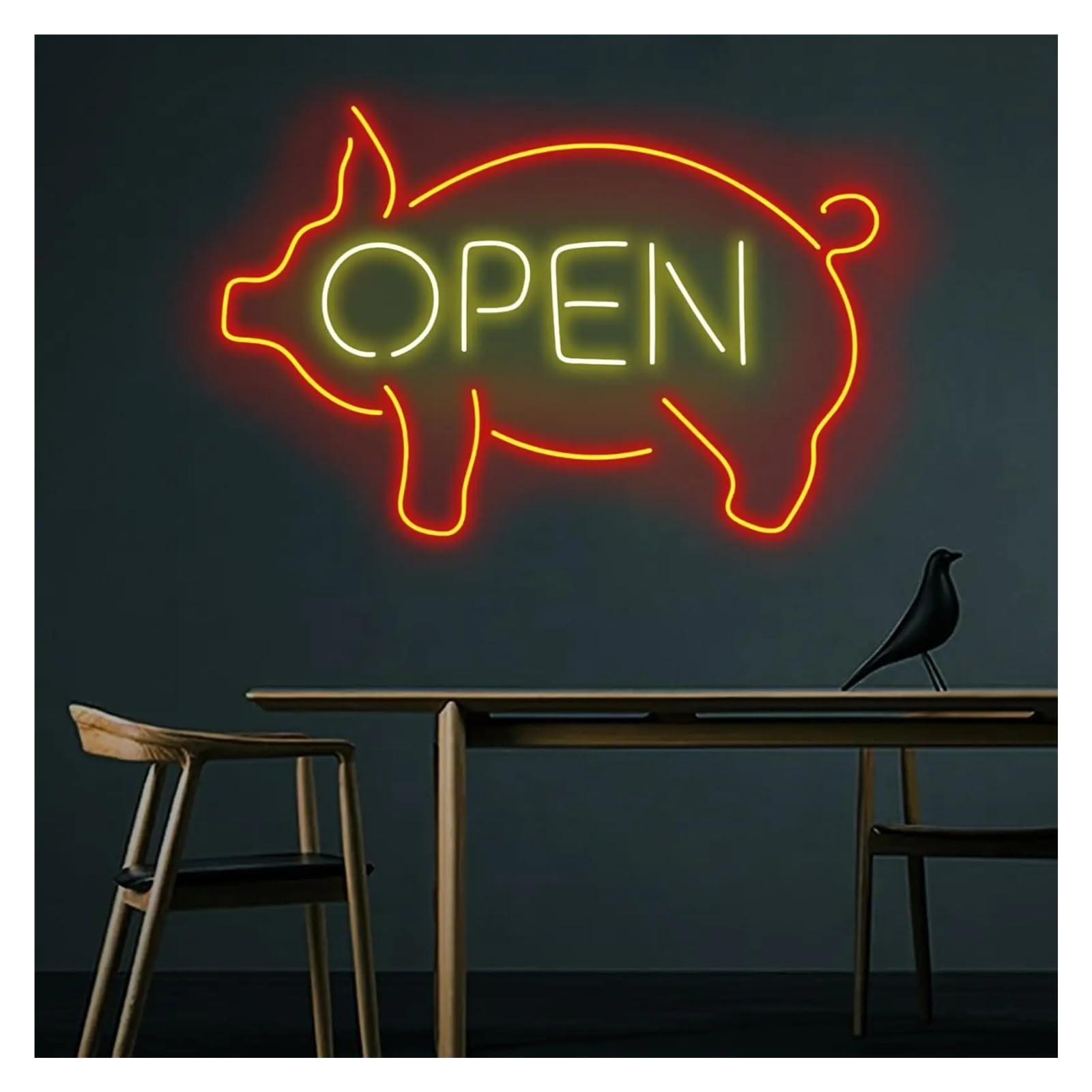 Wiszące neony artystyczne Neon"Pig Open"Sklep Firmowy Lampa Led Light Do Restauracji Kuchnia Grill Wesele Pokój Na Przyjęcie Urodzinowe 38x25.09cm