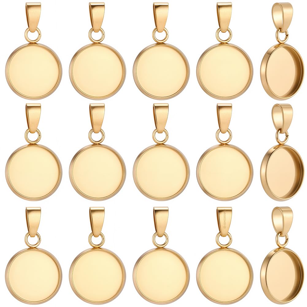 Bandejas de bisel chapadas en oro de 18k Beebeecraft de acero inoxidable para colgantes