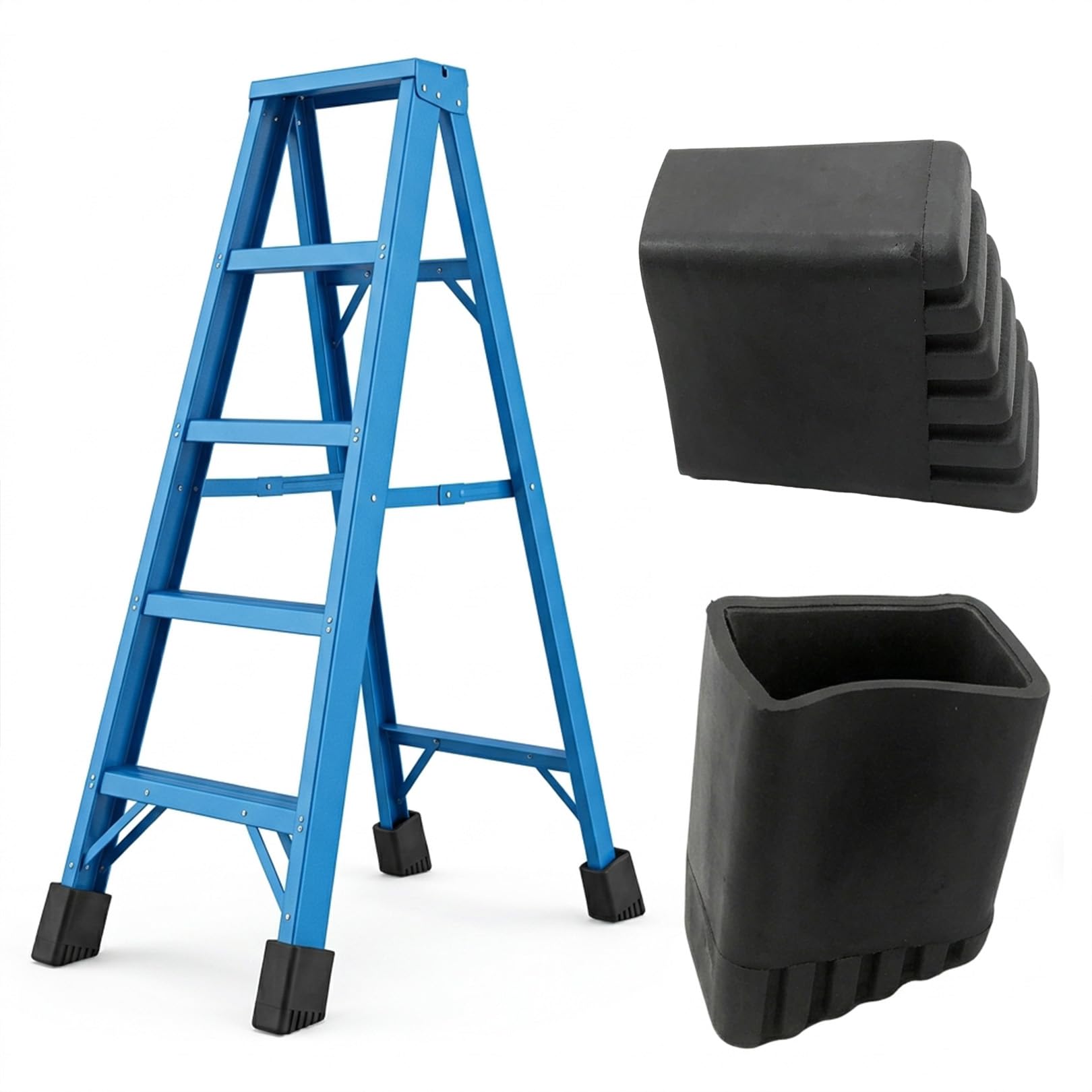 Set of 2 Ladder Feet 30 x 20, Non-Slip Ladder Feet Covers Replacement, Universal Rectangular Shock-Absorbing Non-Slip Plastic Aluminium Ladders Foot Caps Replacement Feet Set for Protective Ladder