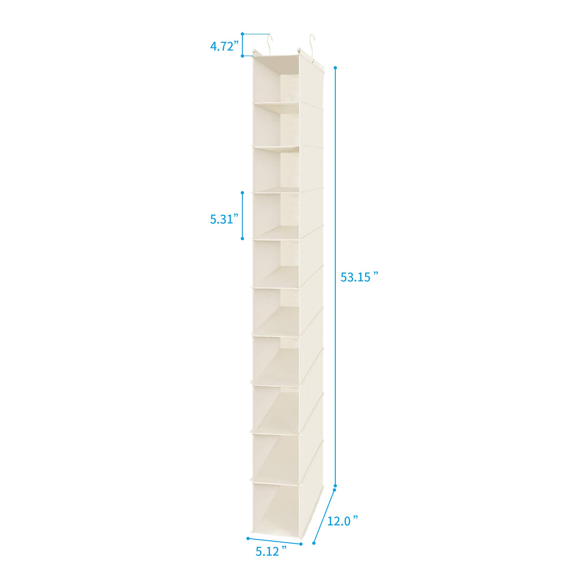 MAX Houser 10-Shelf Hanging Shoe Shelf Organizer, Hanging Shoe Storage for Closet (Beige)