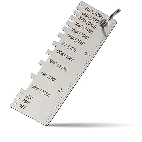 Miniatura 8 de ZeeDix Calibre de espesor de hoja de metal portátil - Herramienta de inspección de tamaño plateado de acero inoxidable Hojas de metal Medidor
