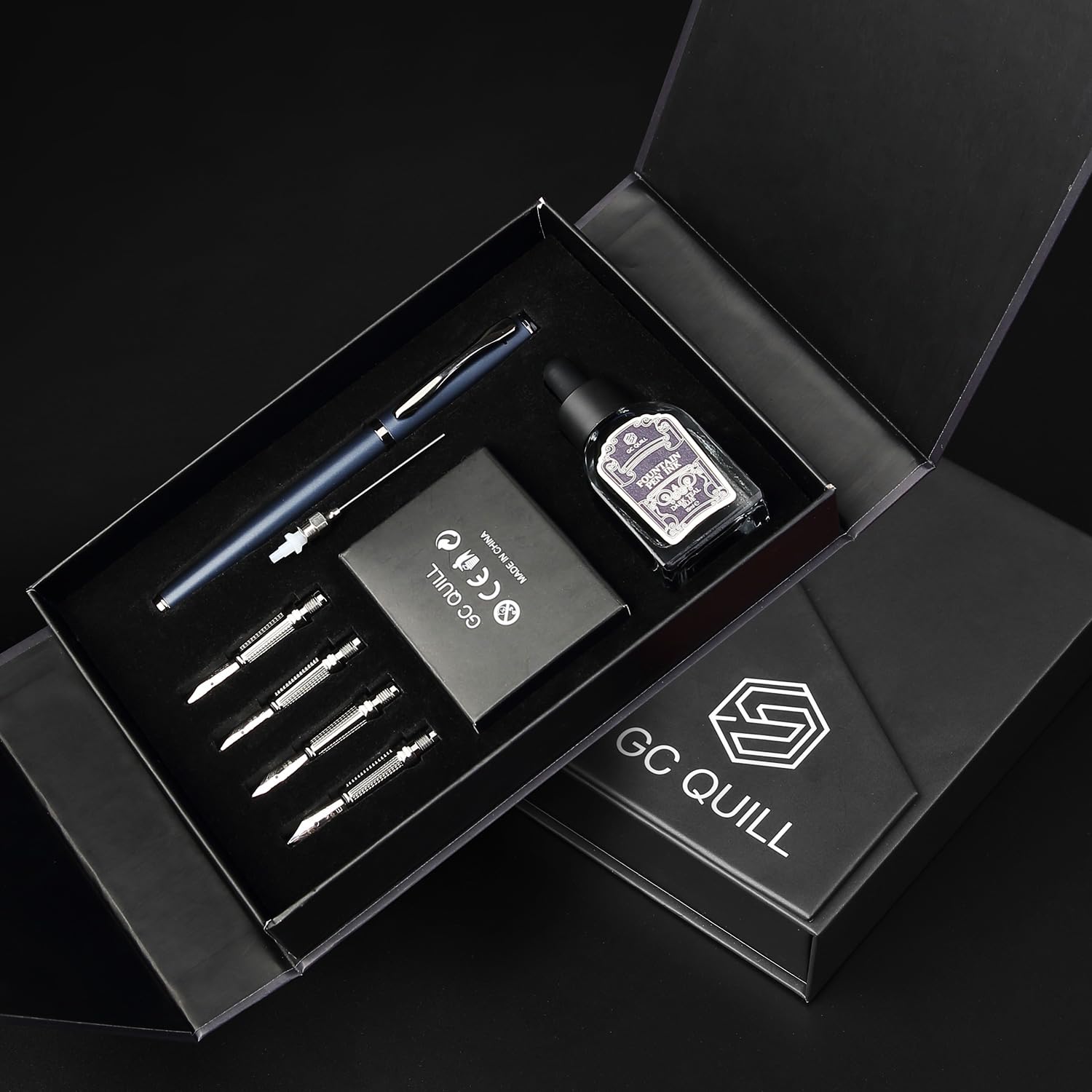 GC QUILL Fancy Fountain Pen Set, Includes 5 Nibs, Ink Bottle, Ink Refill Converter and 18 Cartridges - Image 2