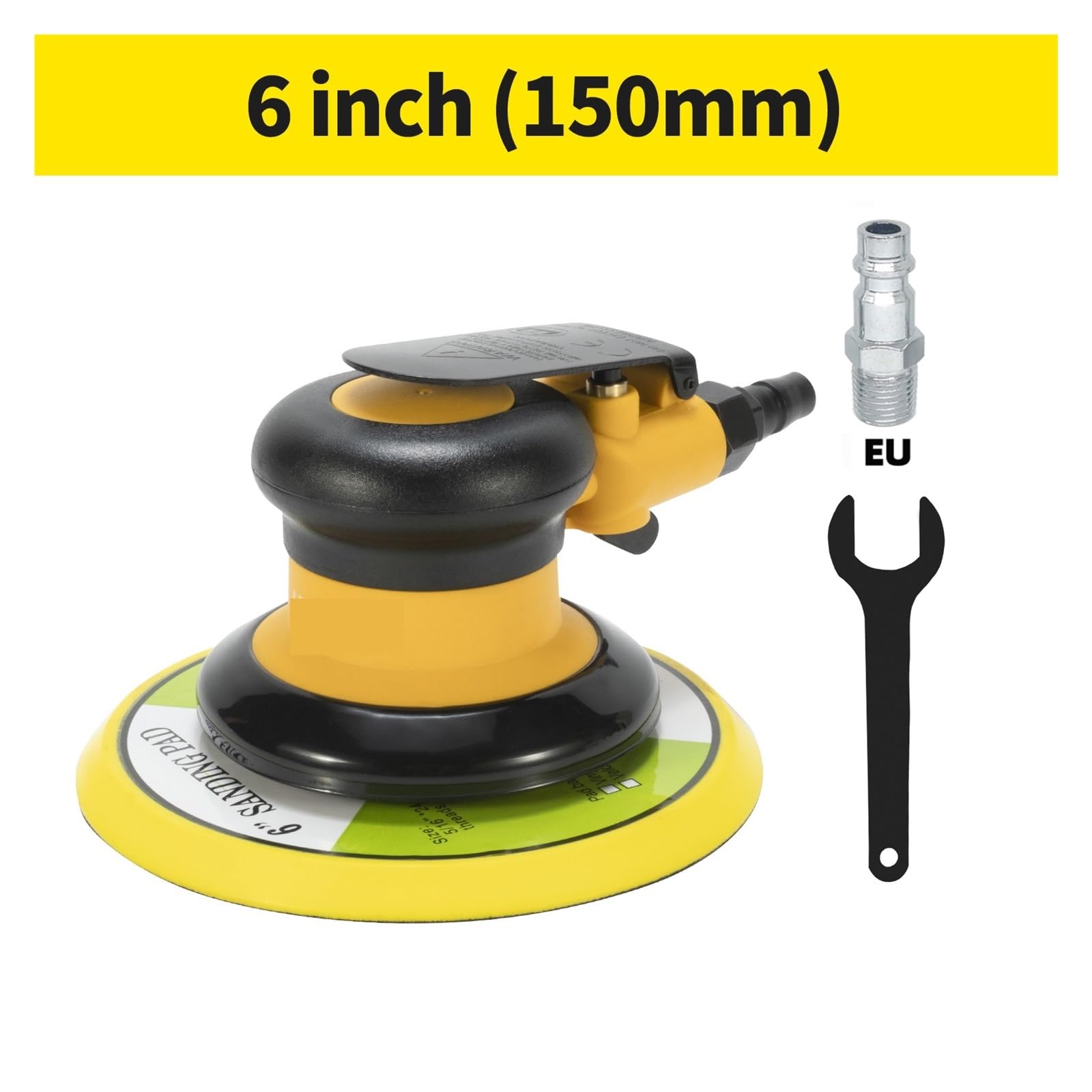 LIJADORA Orbital neumática de 5 pulgadas/6 pulgadas, pulidora de aire de 125mm/150mm, máquina rectificadora excéntrica de 5mm con aspiradora de aire Uso multipropósito(6inch no Vacuum)