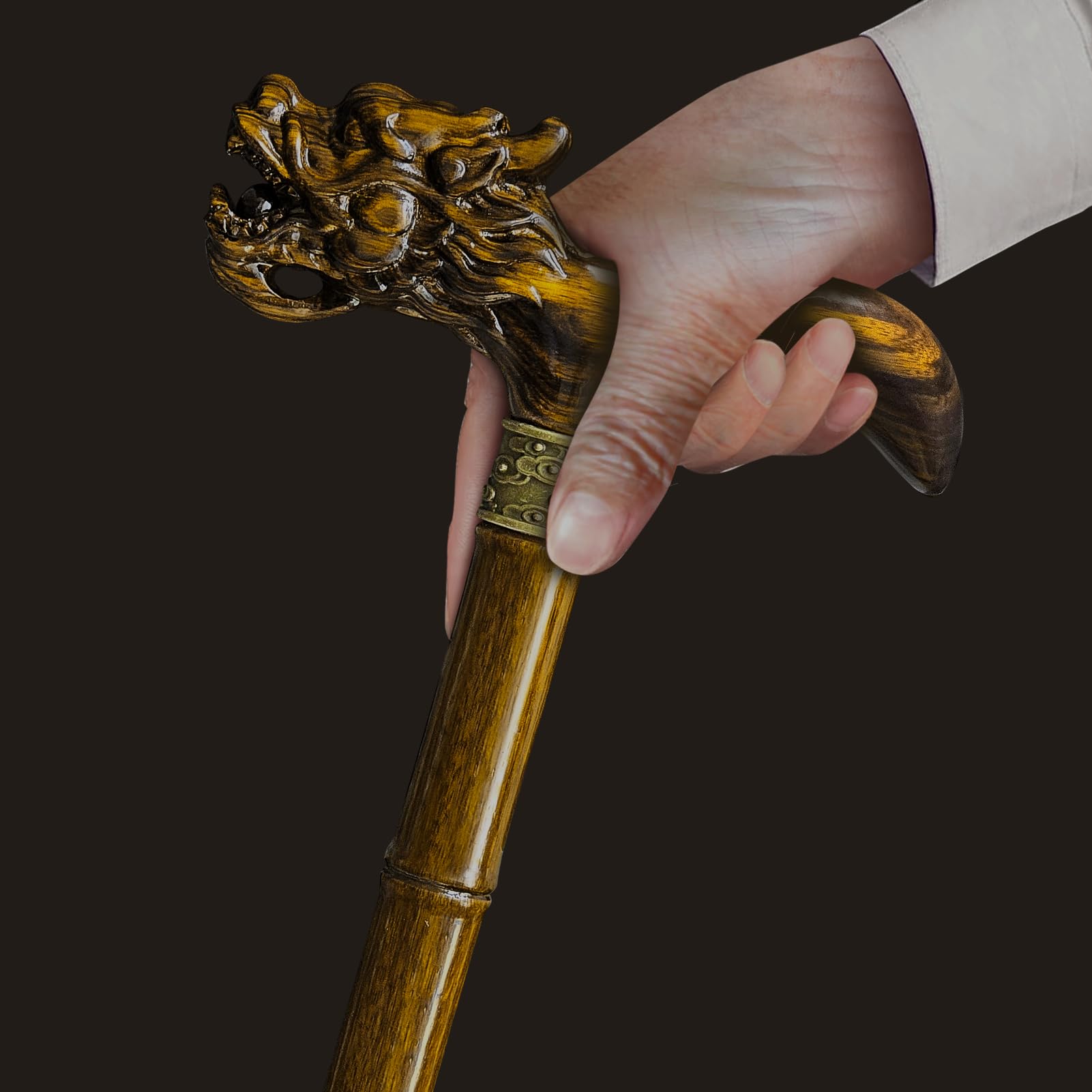 Canne de marche en bois sculptée à la main de qualité supérieure pour homme et femme - Design léger - Peut supporter jusqu'à 226 kg - Bâtons pour personnes âgées - Convient pour offrir