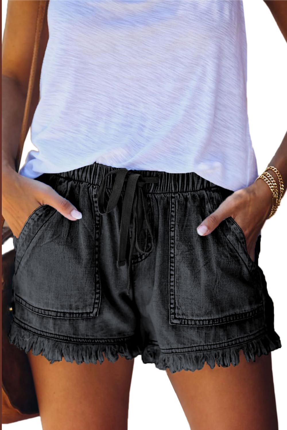 YOCUR Womens Casual Shorts,Lightweight Trendy Comfy Cute Drawstring Shorts