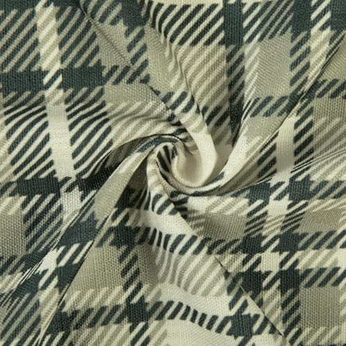 Image of TWOPAGES Rod Pocket Plaid Print Cafe Curtains, Latte, 26W x 45L