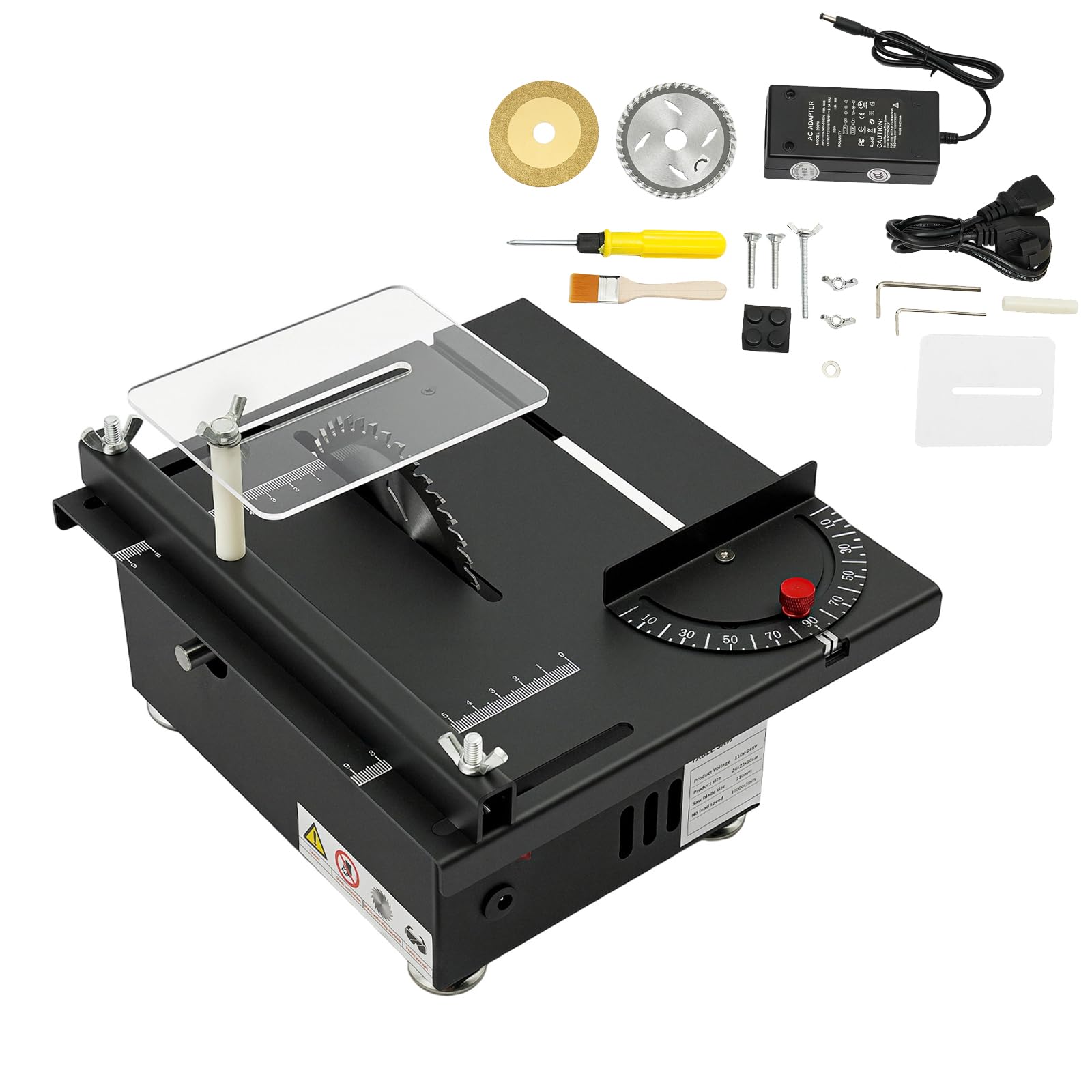 Mini scie circulaire de table multifonctionnelle pour le travail du bois Scie circulaire de table électrique portable de précision pour couper de petites barres de bois, alliage d'aluminium