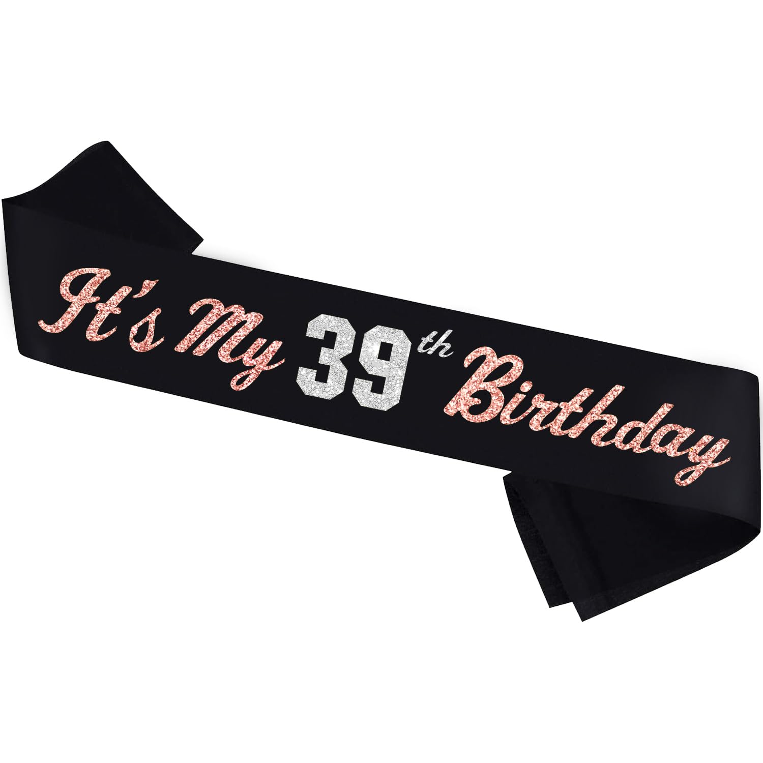 It’s My 39th Birthday Sash Silver Rose Gold Foil Black Satin Birthday Sash Happy 39th Birthday Party Gift Decorations Favors for Women Girls Men Boys (39)