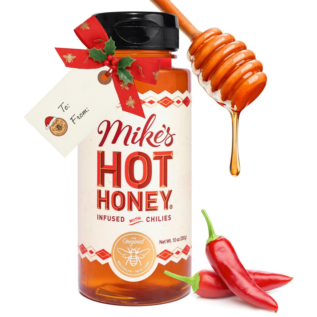 Mike's Hot Honey 10 oz Easy Pour Bottle (1 Pack), Honey with a Kick, Sweetness & Heat, 100% Pure Honey, Shelf-Stable, Gluten-Free & Paleo