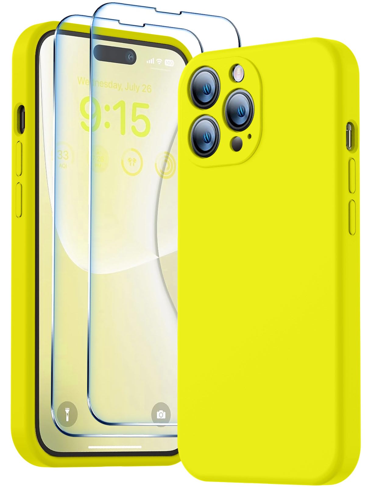 BossKiss Compatible with iPhone 14 Pro Max Case, Silicone Upgraded [Camera Protection] [2 Pcs 9H Screen Protector], Soft Anti-Scratch Microfiber