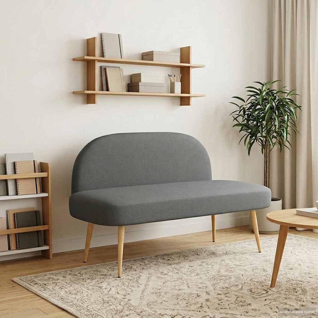 Banc 2 places gris foncé avec dossier pour repas en salle à manger
