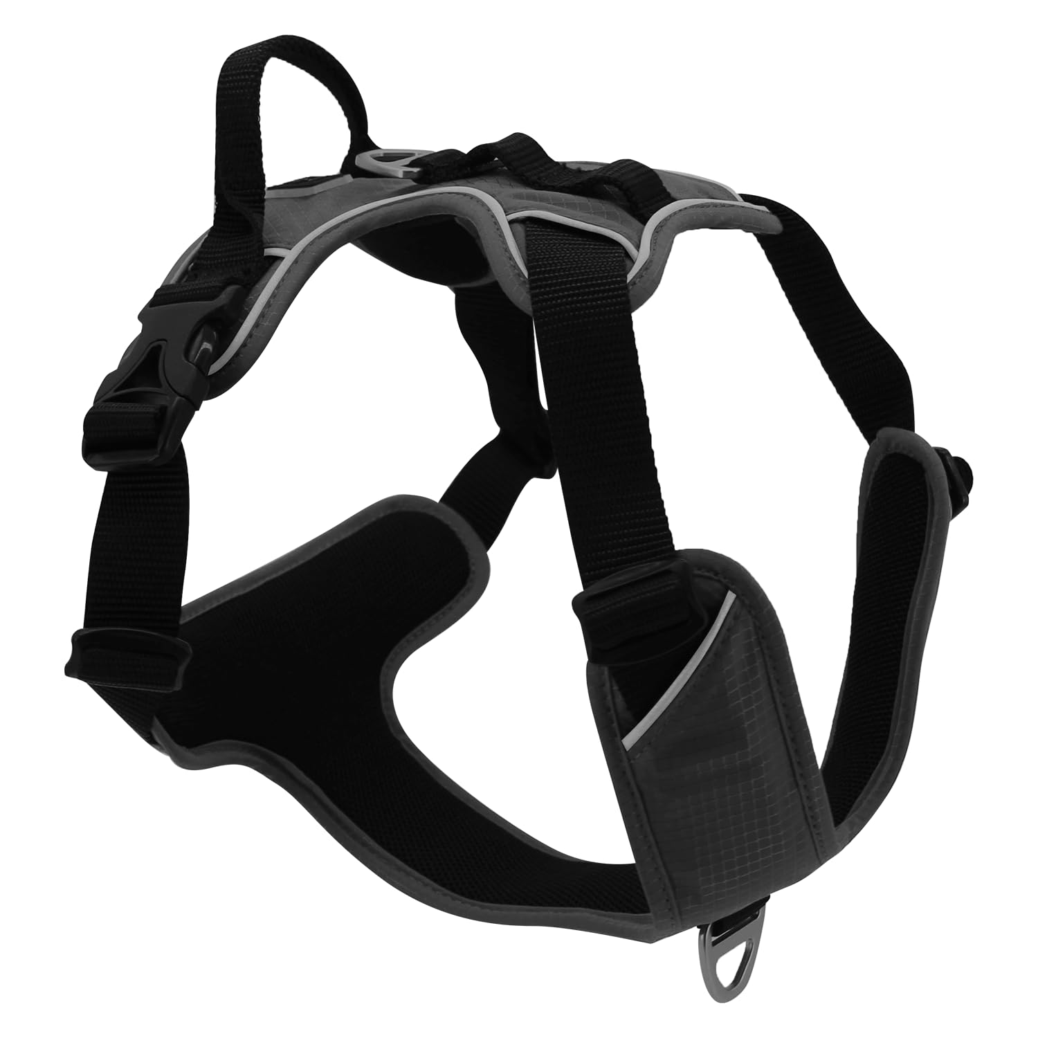 JACK AND VANILLA, Black Adjustable Harness for Animals, Optimal Comfort with Ergonomic Padding, Reinforced Safety, Modern Design, Size S, Colour: Black, Expedition Model