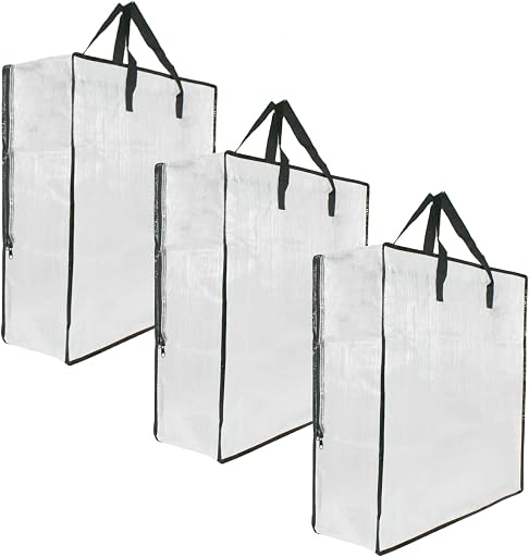 3 Pack Clear Storage Bags with Zipper and Handles, Blanket Bags For Closet Storage, Moving and Packing Supplies for College, Underbed Storage Organizer for Clothes Pillow Bedding Christmas Wreath