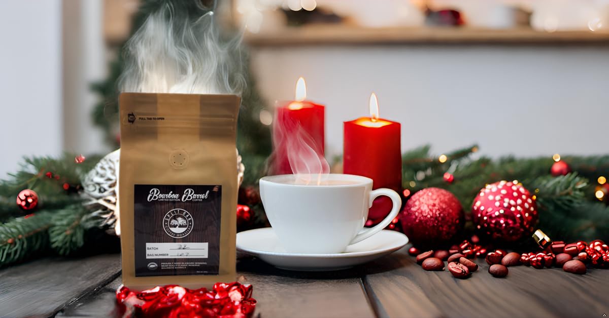 Organic Bourbon Barrel Roasted Coffee Beans 10oz, Limited Edition Barrel Aged to Perfection Whole Beans, Single Origin, Medium Roast Award Winning by Split Oak Coffee Roasters