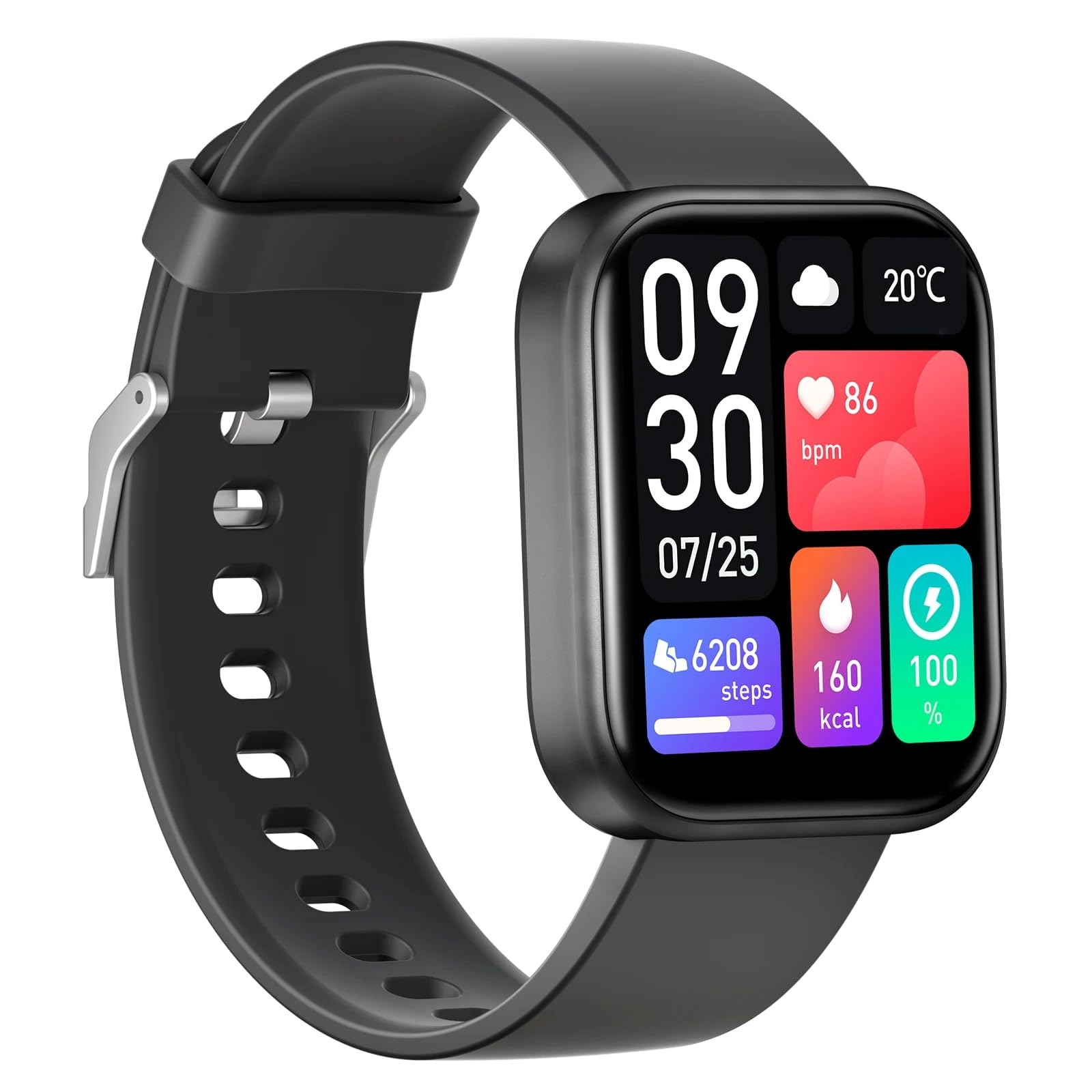 Smart Watch, Answer/Make Calls, 2" HD Full Touch Screen Fitness tracker with 100+ Sport Modes IP68 Waterproof Watch for Android iOS with Heart Rate Blood Oxygen Sleep Monitor. (Black)