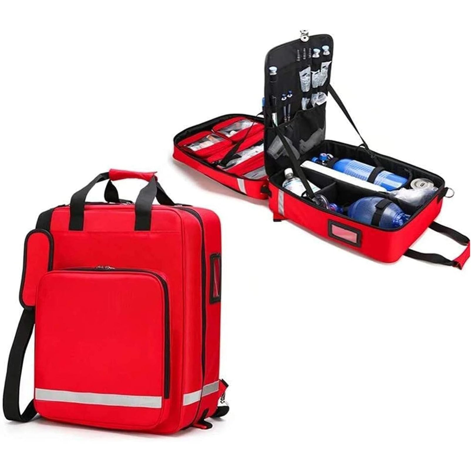 Bolsa De Trauma para Socorrista De Emergencia, Botiquín De Emergencia De Primeros Auxilios De Tela Oxford Impermeable con Divisores Internos, para EMT, Enfermeras, Médicos Tácticos, Rojo